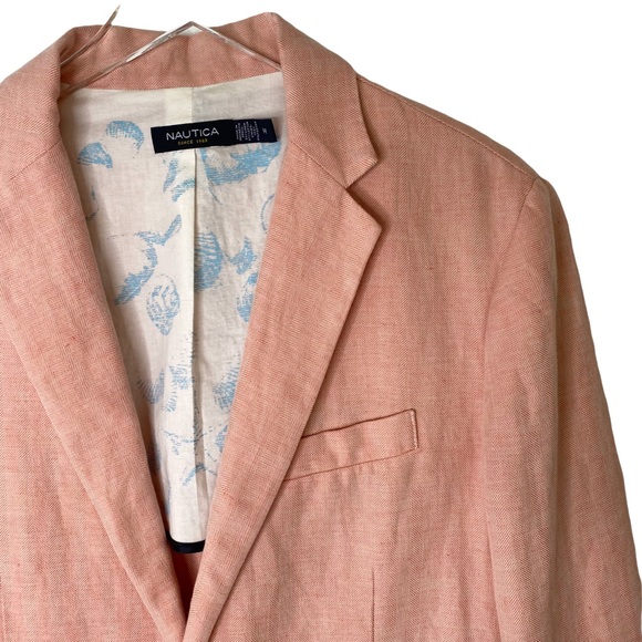 Nautical Linen Derby Sports Coat Blazer Coral Country Club Preppy Resort Medium - Picture 7 of 10
